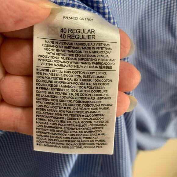 Banana Republic Sz 40R Non Iron Tailored Fit Sport Coat Blazer Jacket Blue - Picture 11 of 11